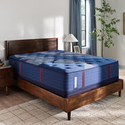 Sealy Brenham II Spring Mattress showing plush fabric surface with stitched edges and supportive construction for comfortable sleep.