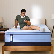 Sealy Patterson II Spring Mattress with plush fabric cover and supportive coil springs, shown on a bed frame.