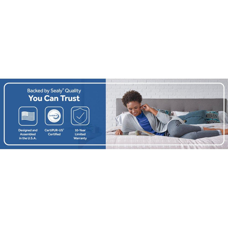 Sealy Zen Garden Spring Mattress showing a plush, supportive mattress with a textured fabric cover and plush top surface.