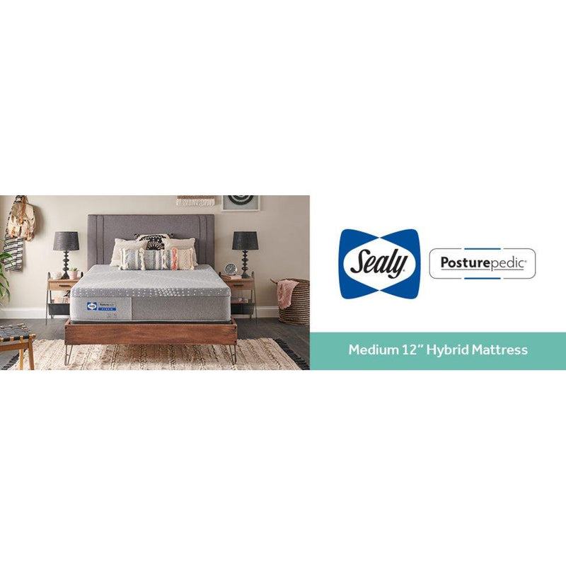 Sealy Paterson Hybrid Mattress with layered design and plush surface, showcasing its comfortable, supportive sleeping surface.