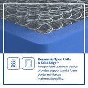 Sealy innerspring mattress showing plush top surface with quilted fabric and supportive innerspring layers, designed for comfort and durability.