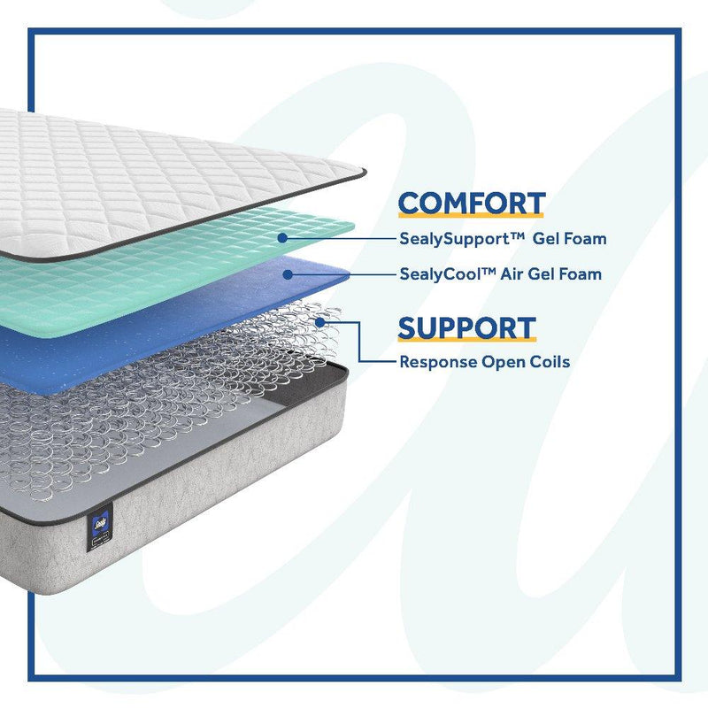 Sealy Osage Innerspring Mattress with plush fabric cover and supportive coil system, designed for comfortable sleep.