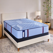 Sealy Sonterra Spring Mattress with plush fabric cover and supportive inner springs, shown on a bed frame in a bedroom setting.