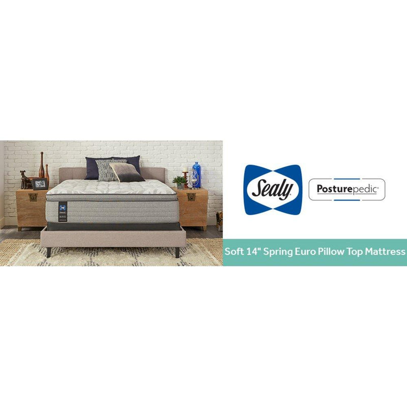 Sealy Garner II innerspring mattress showing plush top surface with quilted fabric and supportive interior layers.