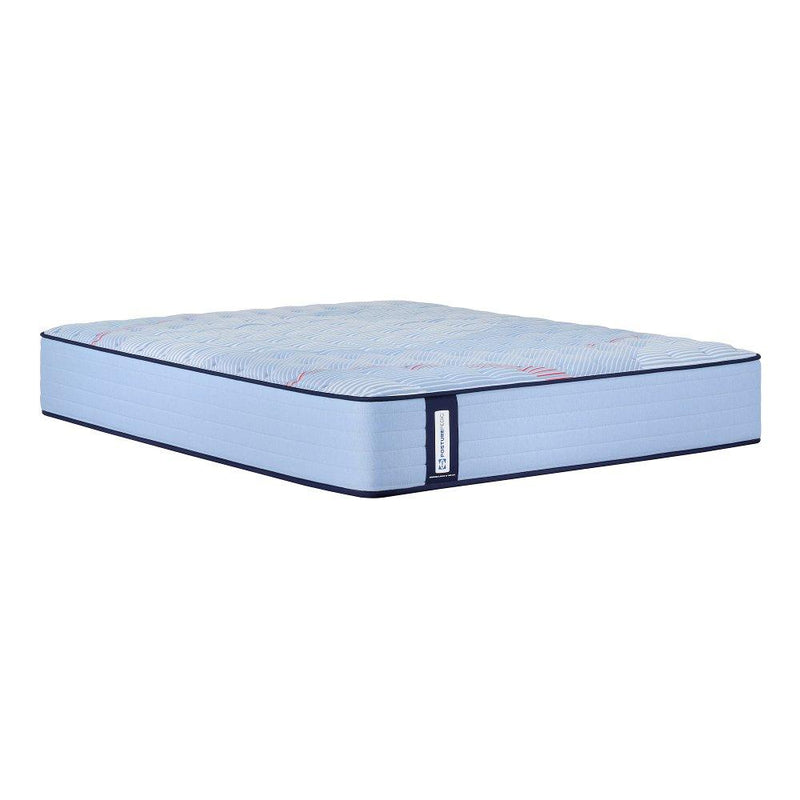 Sealy Fayette Spring Mattress with a plush fabric cover, displayed on a bed frame in a cozy bedroom setting.