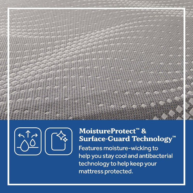 Sealy Salinger Hybrid Mattress with layered foam and innerspring design, showcasing plush surface and supportive edge.