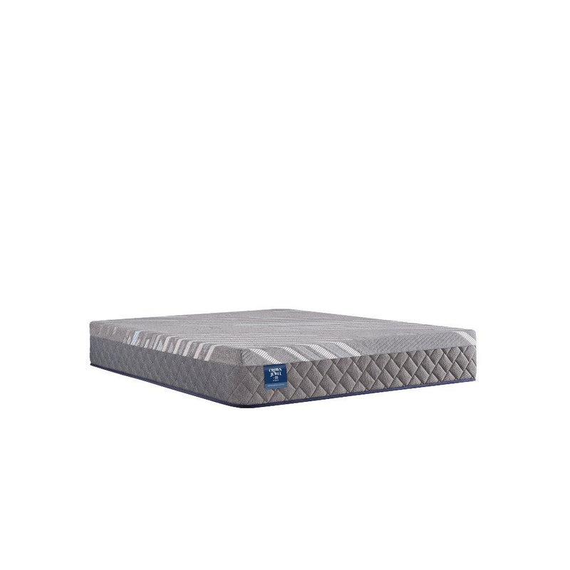 Sealy Opal House Hybrid Mattress with plush top, showing a white and gray fabric cover and ergonomic design for comfortable sleep.