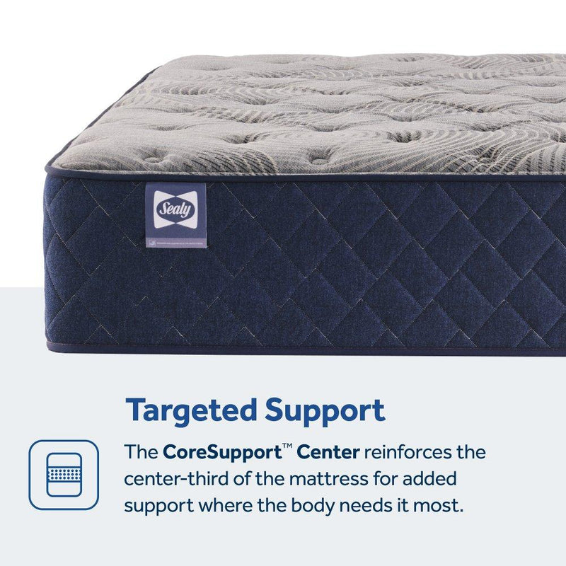 Sealy Moreland Ave Spring Mattress with plush fabric cover and supportive innerspring design for comfortable sleep.