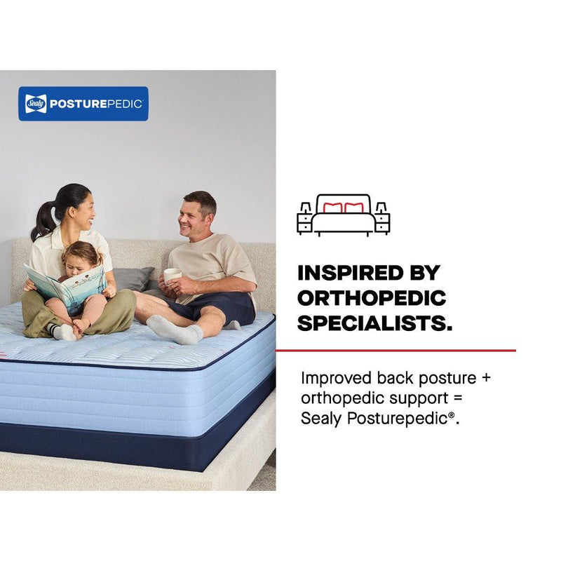 Sealy Kennett Spring Mattress showing a plush, supportive mattress with a quilted top and Sealy branding in a bedroom setting