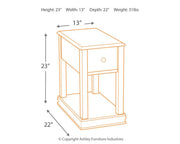 Ashley Furniture Breegin chairside end table with a dark wood finish and simple, elegant design for living room use.