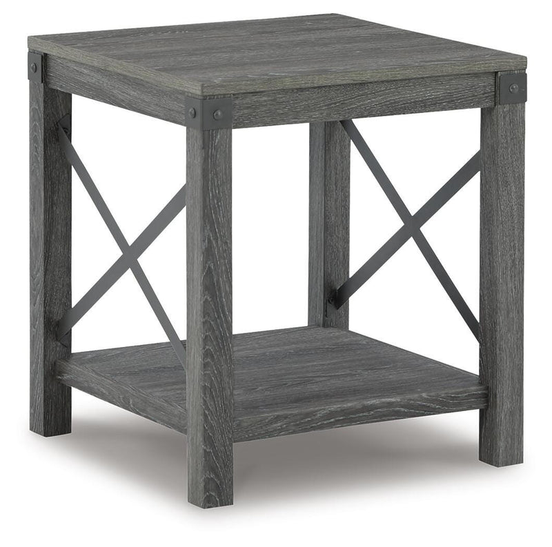 Ashley Furniture Freedan End Table with a modern design, featuring a sleek wood finish and sturdy legs.