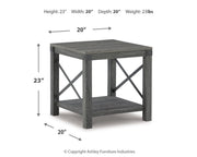 Ashley Furniture Freedan end table with a modern wooden design, featuring a smooth surface and sturdy legs.