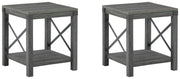 Ashley Furniture Freedan Occasional Table Set with two stylish tables featuring dark wood finish and modern design.