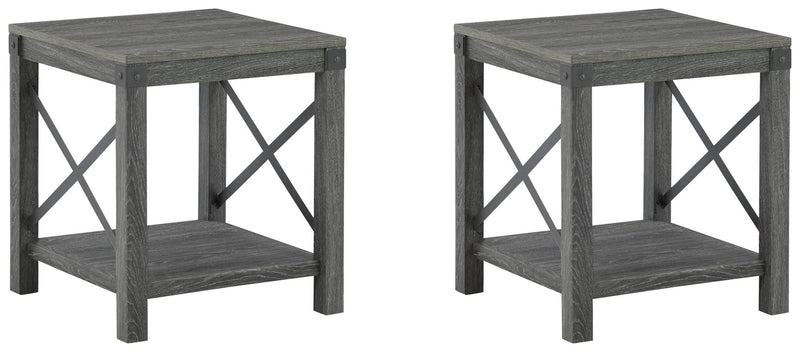 Ashley Furniture Freedan Occasional Table Set with two stylish tables featuring dark wood finish and modern design.