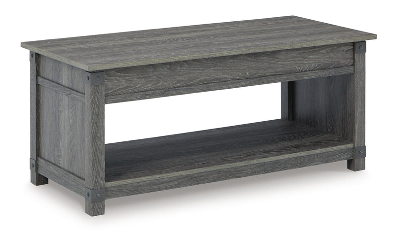 Ashley Furniture Freedan occasional table set with two sleek, modern tables featuring dark wood finish and minimalist design.