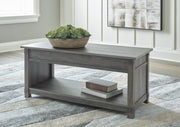 Ashley Furniture Freedan occasional table set with two modern wooden tables, featuring sleek design and natural wood finish.