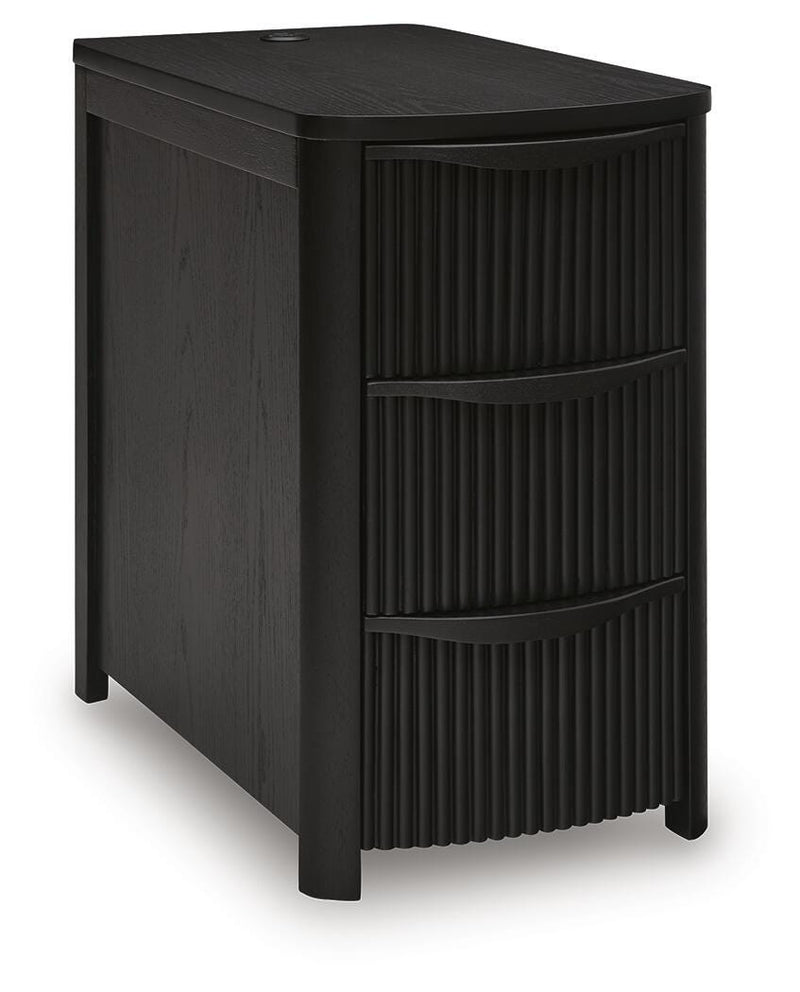 Ashley Furniture Camdill Chairside End Table, compact wooden side table with a dark finish, perfect for living room or bedroom.