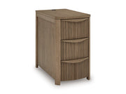 Ashley Furniture Camdill chairside end table with a dark wood finish, featuring a compact design and a smooth top surface.