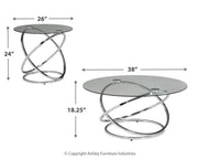 Set of three Ashley Furniture Hollynyx tables, modern table set with sleek wood finishes and minimalist design for living spaces.