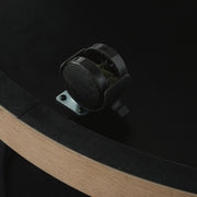Set of three Ashley Furniture Darthurst tables with dark wood finish and modern design, shown with detailed close-up.