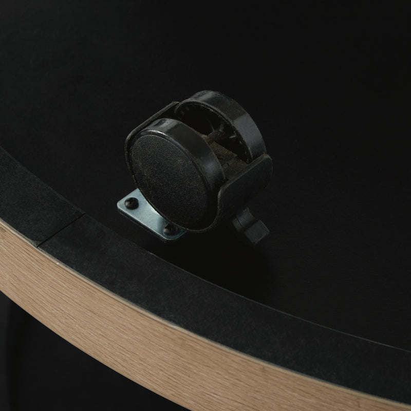 Set of three Ashley Furniture Darthurst tables with dark wood finish and modern design, shown with detailed close-up.