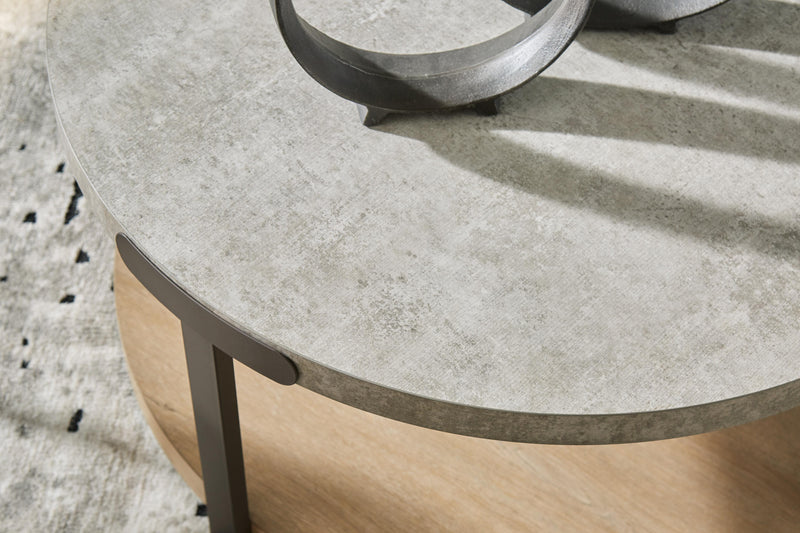 Set of three Ashley Furniture Darthurst tables with dark wood finish, detailed close-up showing modern design and craftsmanship.