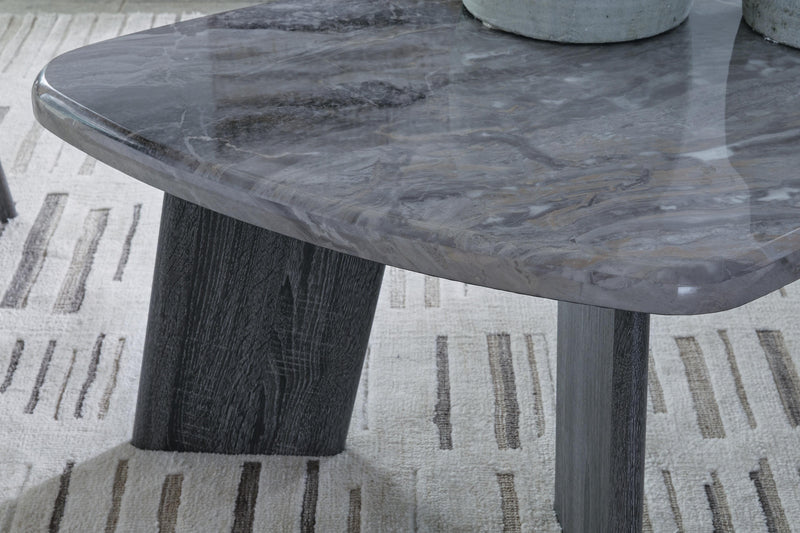 Set of three Bluebond tables from Ashley Furniture, featuring modern design and sleek blue finishes.