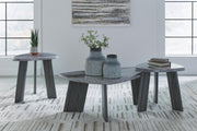 Set of three Ashley Furniture Bluebond tables, nested side tables with blue finish, ideal for living room or accent space.