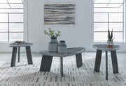 Set of three Bluebond tables from Ashley Furniture, modern blue accent tables with sleek design and sturdy construction.