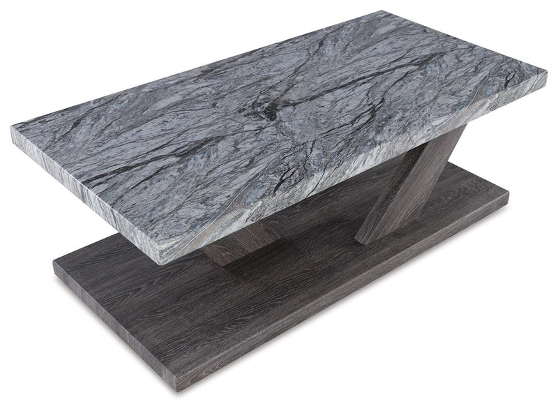 Set of three Bensonale tables from Ashley Furniture, featuring modern wooden table designs with sleek finishes.