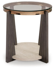 Ashley Furniture Frazwa occasional table set with three stylish tables featuring sleek tops and modern wooden legs.