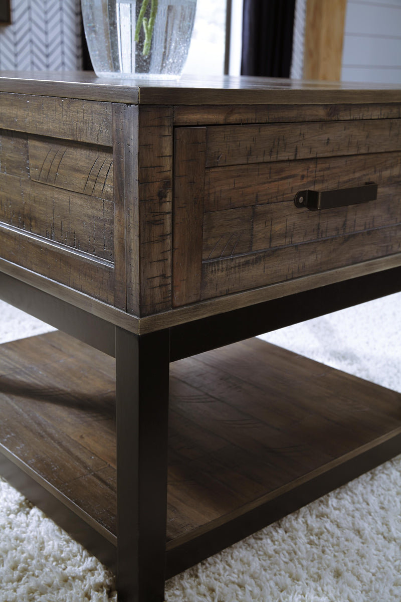 Ashley Furniture Johurst Occasional Table Set with three wooden tables featuring modern design and sleek finishes.