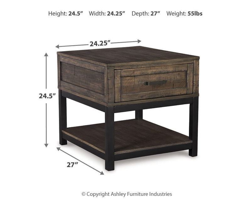 Ashley Furniture Johurst occasional table set with three wooden tables featuring sleek designs and sturdy construction.