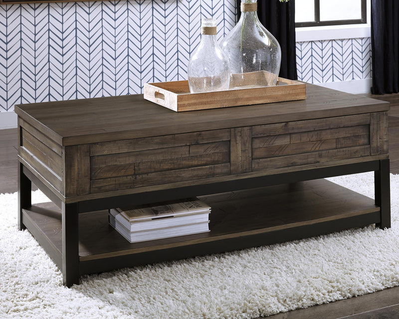 Ashley Furniture Johurst coffee table with lift top, modern cocktail table featuring a sleek design and functional lift mechanism.