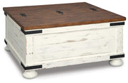 Ashley Furniture Wystfield Occasional Table Set with two modern wood tables featuring sleek finishes and sturdy legs.