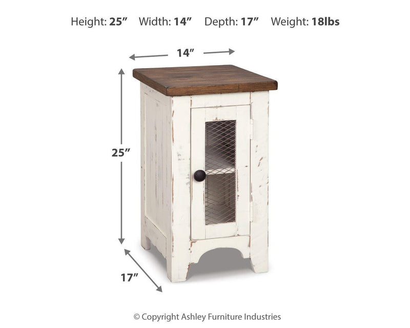 Set of two Ashley Furniture Wystfield End Tables with wood finish and classic design, featuring smooth tabletops and sturdy legs.