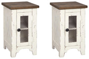 Ashley Furniture Wystfield End Table Set with two wooden tables featuring a warm finish and modern design.