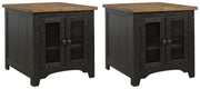 Ashley Furniture Valebeck end table set with two wooden tables featuring sleek, modern design and smooth finish.