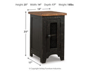 Ashley Furniture Valebeck Occasional Table Set with three wooden tables featuring metal accents and a warm finish.