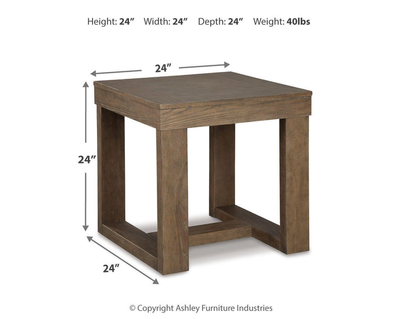 Ashley Furniture Cariton occasional table set with two wooden tables featuring a warm finish and modern design.
