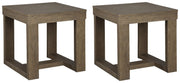 Ashley Furniture Cariton End Table Set showing two stylish wooden tables with sleek design and modern finish.