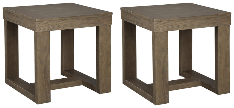 Ashley Furniture Cariton End Table Set showing two stylish wooden tables with sleek design and modern finish.