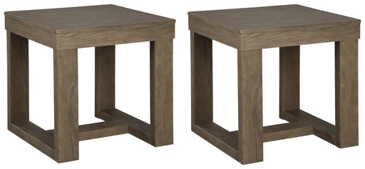 Ashley Furniture Cariton End Table Set showing two stylish wooden tables with sleek design and modern finish.