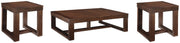 Set of two Watson occasional tables by Ashley Furniture with wooden tops and sleek metal legs, modern living room decor.