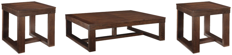 Set of two Watson occasional tables by Ashley Furniture with wooden tops and sleek metal legs, modern living room decor.