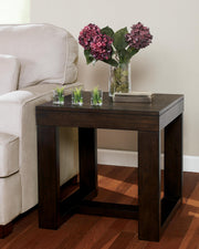Pair of Ashley Furniture Watson end tables in a modern design, featuring sleek wood finish and sturdy construction.