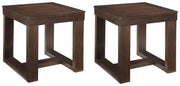 Pair of Ashley Furniture Watson End Tables from the T481-2 set, featuring sleek wooden surfaces and modern design.