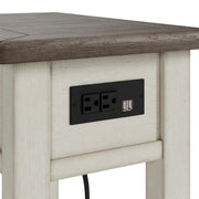 Ashley Furniture Bolanburg Occasional Table Set featuring two wood tables with metal accents and a warm finish.