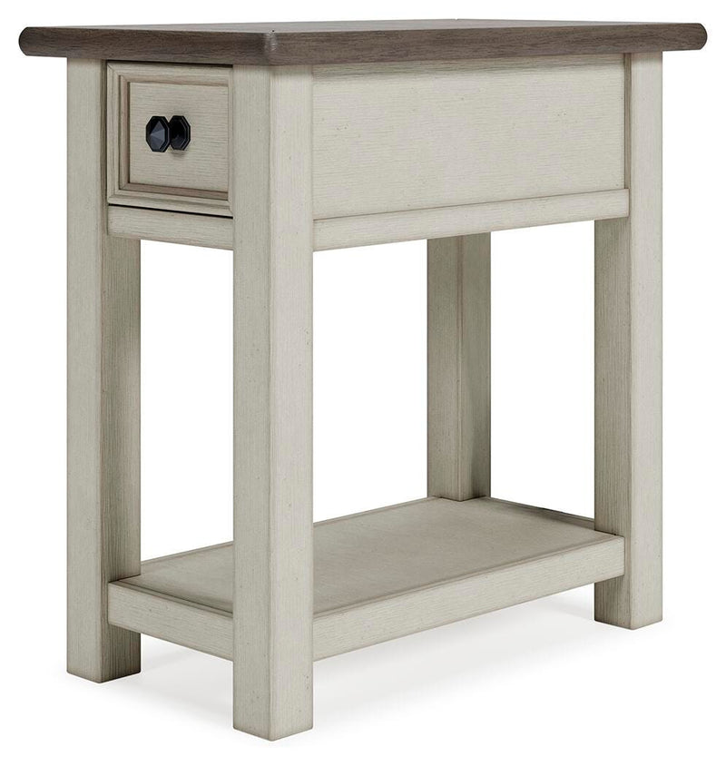 Ashley Furniture Bolanburg chairside end table with a dark wood finish, featuring a compact design and a surface for small items.