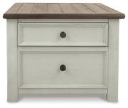 Ashley Furniture Bolanburg lift-top coffee table with storage, featuring a modern design and a spacious surface for versatile use.